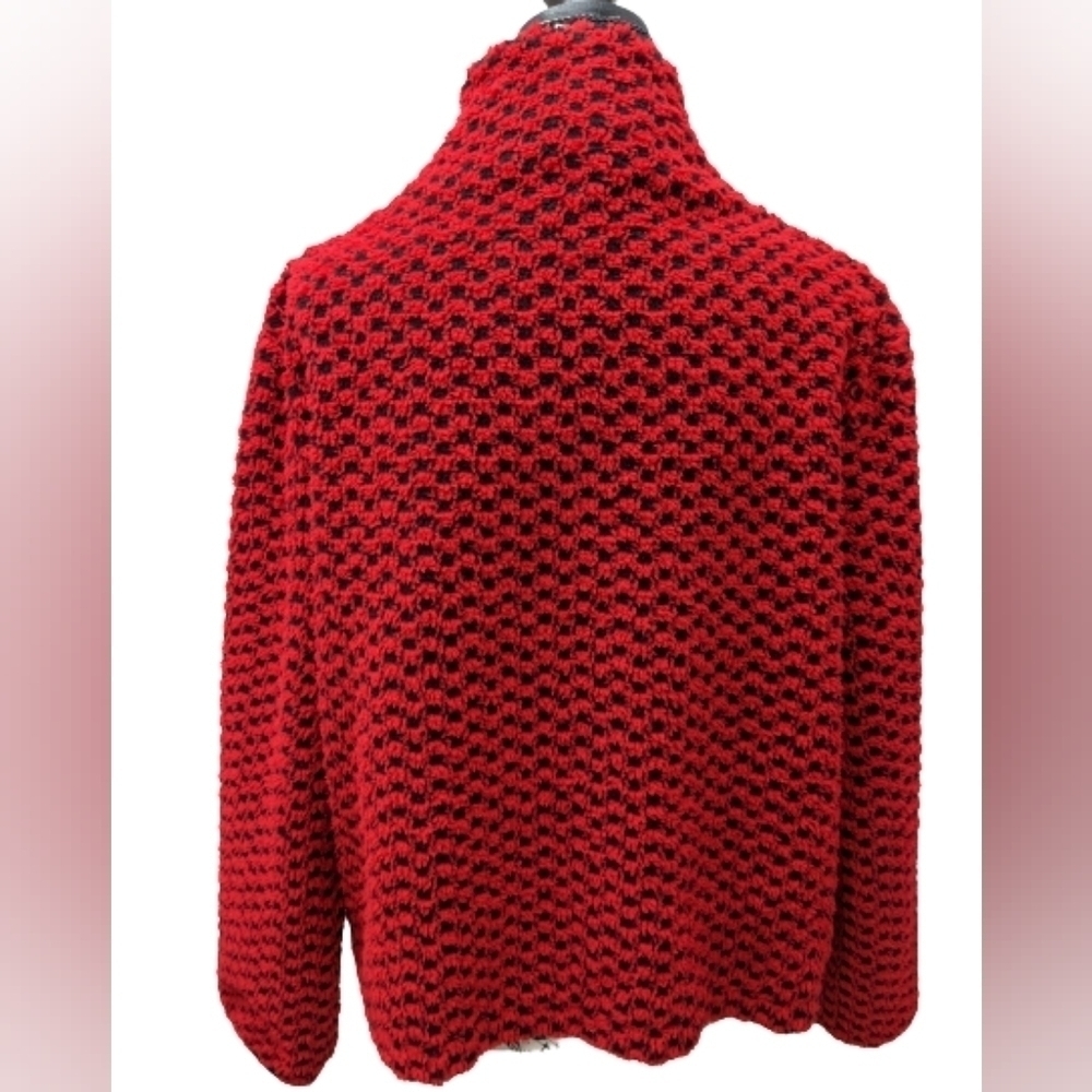 Zoe by Michael Phillips checkered red and black sherpa teddy jacket size L - Picture 7 of 7